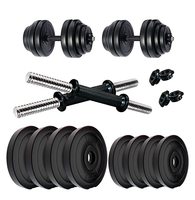 Kore PVC DM 4-40 Kg (Black/Black-Red/3 IN 1 Convertible) Dumbbells Set and Fitness Kit for Men and Women Whole Body Workout