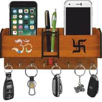 Harmoso 2 Pocket pen stand Brown ( No. of Hooks 8) Wood Key Holder