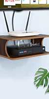 Home Sparkle Engineered Wood Set Top Box Stand Wall Mount for Home Wall Shelf for Holding Speakers WiFi Router Game Console Remote Streaming Device (Brown)