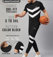 Men Co-ords Black Colorblock