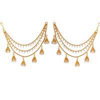 ZENEME Women's Golden Gold Plated Long Hair Chain Jewellery Earring