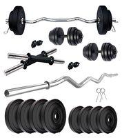 Kore PVC 20-50 Kg Home Gym Set with One 3 Feet Curl and One Pair Dumbbell Rods