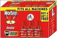 Mortein Insta5 Mosquito Repellent Liquid Refill - 45ml x 6 (Buy 4 Get 2 Free) | 100% Protection from Dengue Mosquitoes, Pack of 6