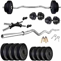 Protoner Home Gym 20 kgs, 2 kg x 4 Plates 3 kg x 4 Plates, 1 x 3 feet bar,2 x Dumbbell rods and Hand Grippers