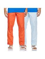Amazon Brand - Symbol Men's Printed Regular Fit Pyjamas (Pack of 2) Pajama Bottom_Orange1&Turquoise1_M)