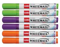 Cello Whitemate Whiteboard Markers | Set of 6 | Assorted Ink Colours | Whiteboard Markers with Easily Erasable Ink 