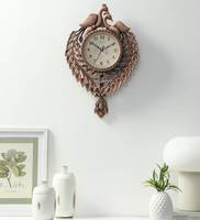 Peacock Style Pendulum Wall Clock In Walnut Finish
