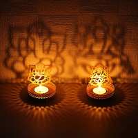 ecraftindia Ganeshji Laxmiji shadow tealight holder pack of 2