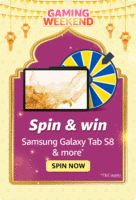 Gaming Weekend Amazon spin and win Samsung galaxy tab S8 and more 