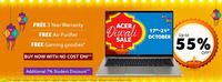 Acer Diwali Sale - Up to 55% Off + 7% Additional Discount & Free Air Purifier/Gaming Goodies & More