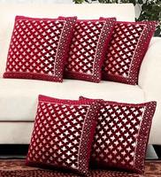 Maroon Traditional Chenille 16 X 16 Inches Cushion Cover (Set of 5)