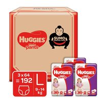Huggies Wonder Pants Diapers Sumo Pack, Large (L) size baby diaper pants,(192 count)   user specific