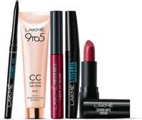 Lakmé Eyeconic Curling Mascara+Eyeconic Kajal+Cushion Matte Lipstick+9 to 5 Complexion Care Face Cream+Forever Matte Liquid Lip Colour