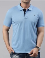 Solid Men Polo Neck Blue T-Shirt