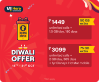 Vodafone Idea Hero Unlimited Extra Data up to 75 GB | Diwali Offer
