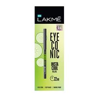 Lakme Eyeconic Insta Cool Kajal, Black, Cooling Kohl Liner with Cucumber, Twist Up Pencil - Waterproof, Smudge Proof & Long Lasting Eye Makeup, 0.35 g  