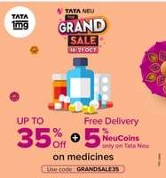 TataNeu - 1MG : Flat 500 on orders ₹1200+ (12pm-3pm)