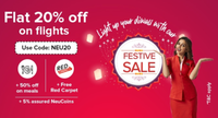 AirAsia - Get Flat 20% off on Domestic Flights + 5% assured Neucoins