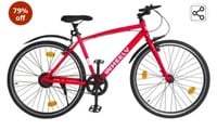 Wheely Flame, 700c Hybrid Bike Single Speed, 18" Steel Frame, Red Colour, Ideal for 15+ yrs