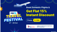 Paytm App only - Travel Festival on Domestic Flights - Flat 18% off on Amex credit cards and 15% off on RBL Bank CCs and CC EMI transactions