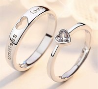 Endless Love Heart shape Valentine Gifts Couple Ring for Girls and Boys Valentine Day Propose ring for lovers Stainless Steel Zircon Sterling Silver Plated Ring Set