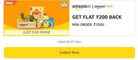  Amazon Fresh Get Flat Rs.200 Back Min Order Rs.3000 (Prime Only)
