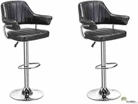 Da URBAN® Luxor Pack of 2 Height Adjustable & Revolving Bar Stool / Kitchen Chair (Black)