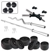 Fitzon PVC 90KG combo 2 Home Gym Set with One 3 Ft Curl + One 5 Ft Plain and One Pair Dumbbell Rods