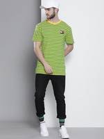 TOMMY HILFIGER Striped Men Round Neck Green T-Shirt



