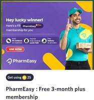 Myntra x PharmEasy : Free 3-month plus membership @25 supercoins