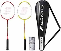 Symactive Badminton Kit with 2 Racquets for Intermediate Players and Feather Shuttles, S333