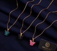 Butterfly Shape pendant chain necklace for women and girls Gold-plated Plated Brass, Alloy Necklace