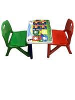 Surety For Safety Kids Plastic Study Table and 2 Chair Set (Green & Orange)