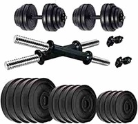 Kore PVC 20-50 Kg Home Gym Set with One Plain + One Curl and One Pair Dumbbell Rods with Gym Accessories and Punching Bag