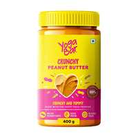 Yogabar Crunchy Peanut Butter Unsweetened | Premium Non GMO Slow Roasted Peanut Butter| No Added Sugar Peanut Butter Crunchy | No Palm Oil & Vegan 400g