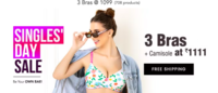 Clovia Singles Day Sale 3 Bras + Camisole at Rs.1111 + Free Shipping