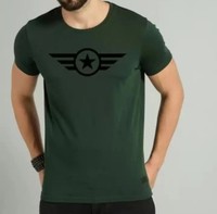 Printed Men Round Neck Green T-Shirt