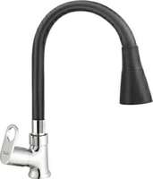 SPAZIO Prime Flexible Brass Swan Neck Flxo Play With 360 Degree Flexible Silicon Hose & Dual Flow Pattern, Hot/Cold Water For Kitchen Sink, Wash Basin Faucets Taps Chrome Finish Silver Plated Pillar Cock