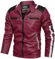 Full Sleeve Striped, Colorblock Men Leather Jacket
