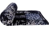 IWS Printed Double Mink Blanket for Mild Winter  (Microfiber, Black)