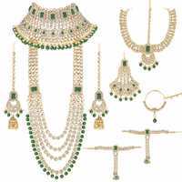 Peora Ethnic Indian Traditional Gold Plated Kundan Dulhan Bridal Jewellery Set with Choker Earrings Maang Tikka Hathphool for Women