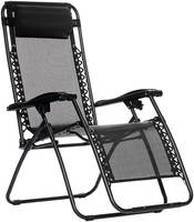 AmazonBasics Steel Zero Gravity Reclining Lounge Portable Chair, Black