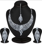 Zinc Rhodium Jewel Set  (White)