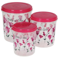 Home One Star Pink Plastic Container 1+ 2+ 4 L (Set of 3)