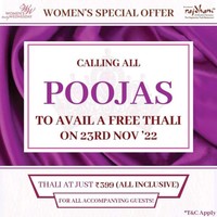 RAJDHANI THALI FREE for all women named POOJA on 23rd Nov