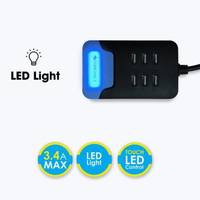 ZEBRONICS ZEB-PS160L USB Power Strip with 6 USB Ports, Smart Design for Faster Charging and LED Light, Black