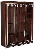 HRM Home 3 Door 10 Shelf PP Collapsible Wardrobe Chocolate Brown