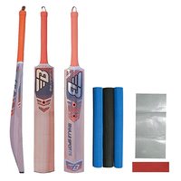 Bhajji Kashmiri Willow Cricket Bat Elite Size-6 , Bhajji Bat Grip Aqua Set Of 3 And Bat Care Kit Including Fibre Tape Along With Toe Guard 
