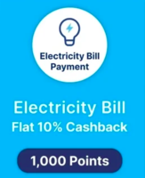 Paytm - 10 % cash back up to 20 on electricity bill payment on redeeming 1000 cash back points 