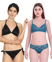 PIBU-Net Bra Panty Set Lingerie Set Full Coverage Non-Padded Non-Wired Honeymoon Set(Pack of 2) Model No:187